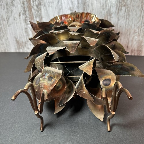 Scultura vintage anni 60 MCM brutalista Curtis Jere 13" gufo rame metallo metà secolo - Foto 12 di 14