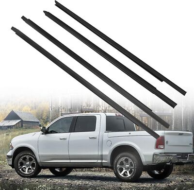 Outer Window Moulding Trim Weatherstrips – For 2009-2021 Dodge Ram 1500, Front Rear, Black Rubber, Labworkauto