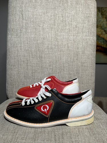 Qubica AMF Black Red White Leather Bowling Shoes Mens Size 7 Women Size 8.5 - Picture 3 of 9