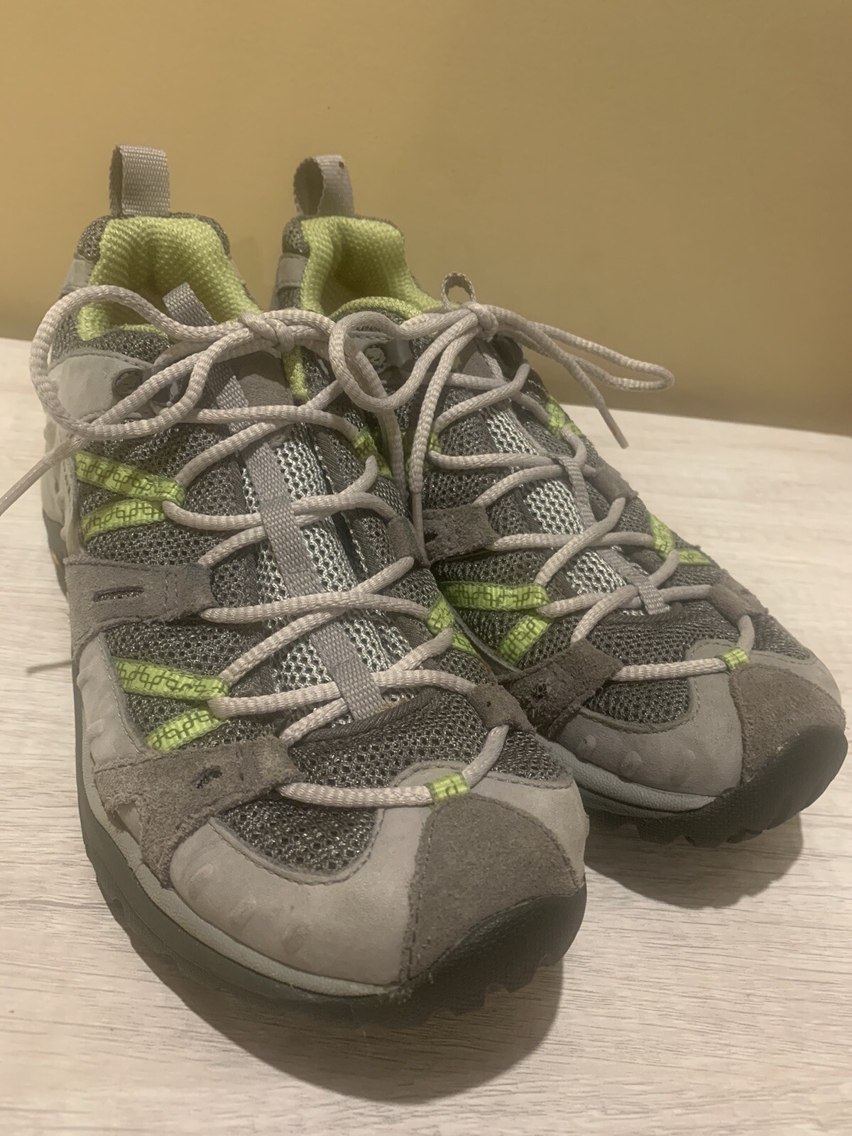 SAOLA Scarpe da trekking Merrell Siren Sport donna taglia 8 suola Vibram grigio lime stringate