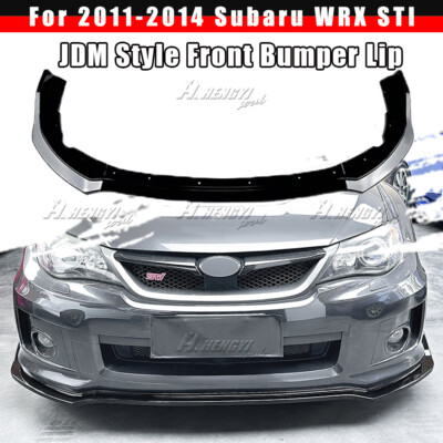 For 2011-14 Subaru WRX STI CS2-Style JDM Glossy Black Front Bumper Body Lip 3pcs