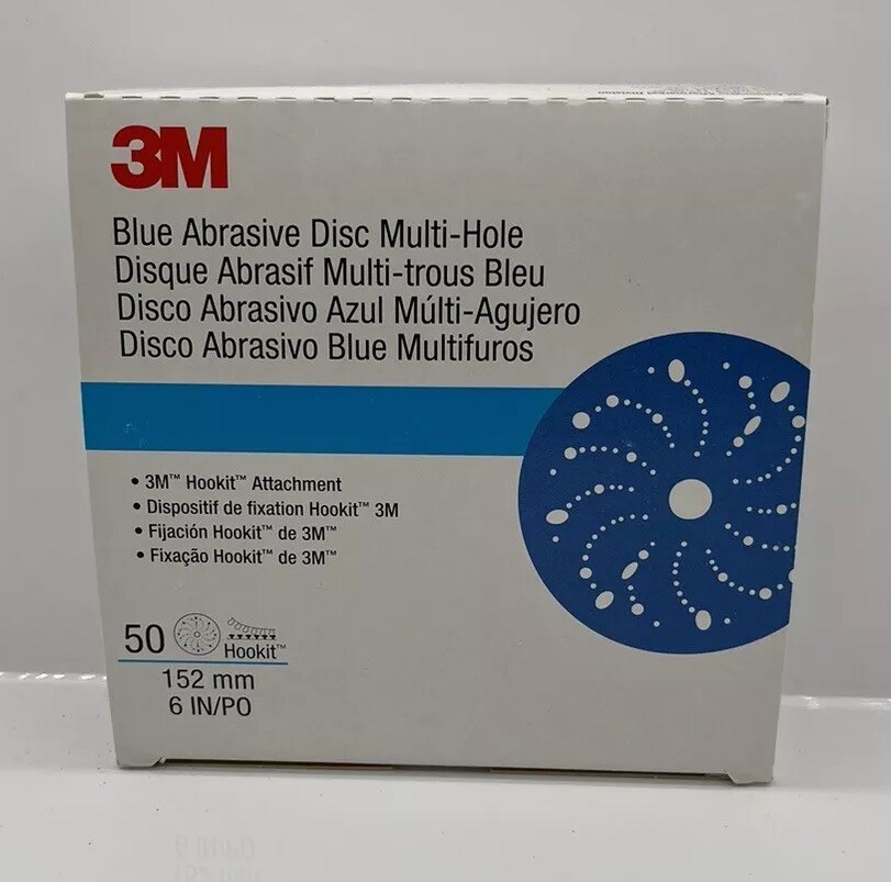 3M 36181 Hookit Blue Abrasive Sanding Disc Multi-hole 6 inch 400 Grit (50 Discs)