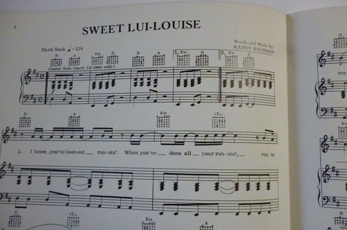 SWEET LUI-LOUISE Sheet Music IRONHORSE 1979 Randy Bachman - Picture 2 of 2