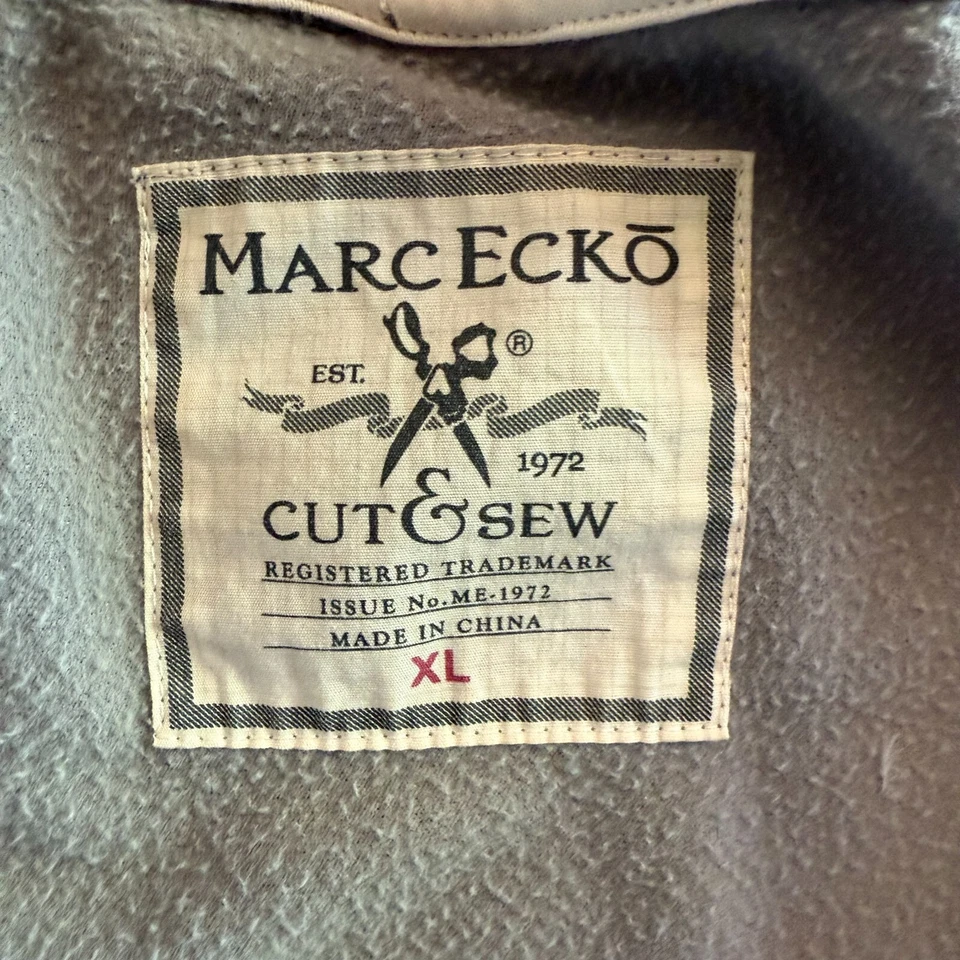 MARC ECKO CUT & SEW Track Jacket Mens XL Gray White Zip Athletic Street Style - Image 3 of 4