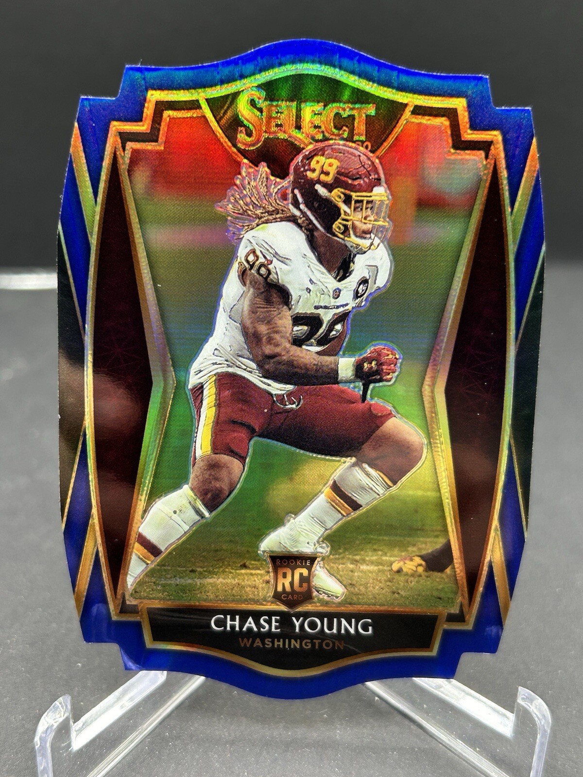 Chase Young 2020 Rc Panini Select Premier Level Blue Prizm Die-Cut - Washington