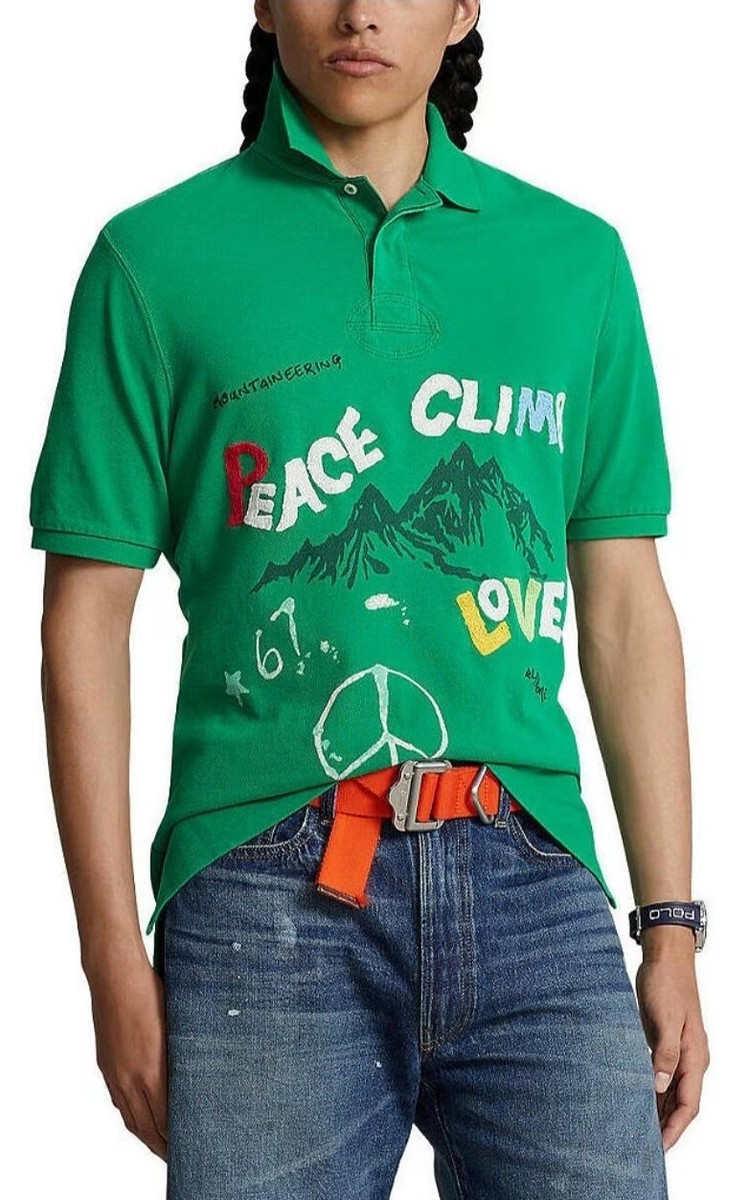 Polo Ralph Lauren Men's Classic-Fit Peace Climb Love Green Polo Ralph Lauren Men's Classic-Fit Peace Climb Love Green
