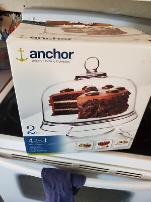 Anchor Hocking In Glass Cake Stand Serving Dish Set Punch