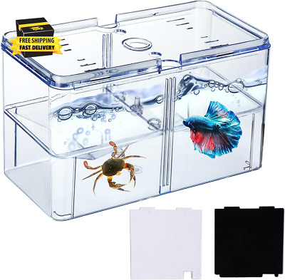 Small Betta Fish Tank, 3-In-1 Stackable Mini Fish Tank, Divided Compartments Bet
