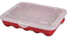 Sterilite 20 Holiday Ornament Storage Case with Lid Red Holiday Organization