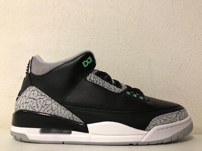 Nike Air Jordan 3 Retro Black Green Glow Wolf Grey CT8532-031 Size 10.5