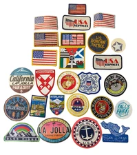 Lot 26 PATCHES Stickers Travel USA States Military Flag International Souvenirs