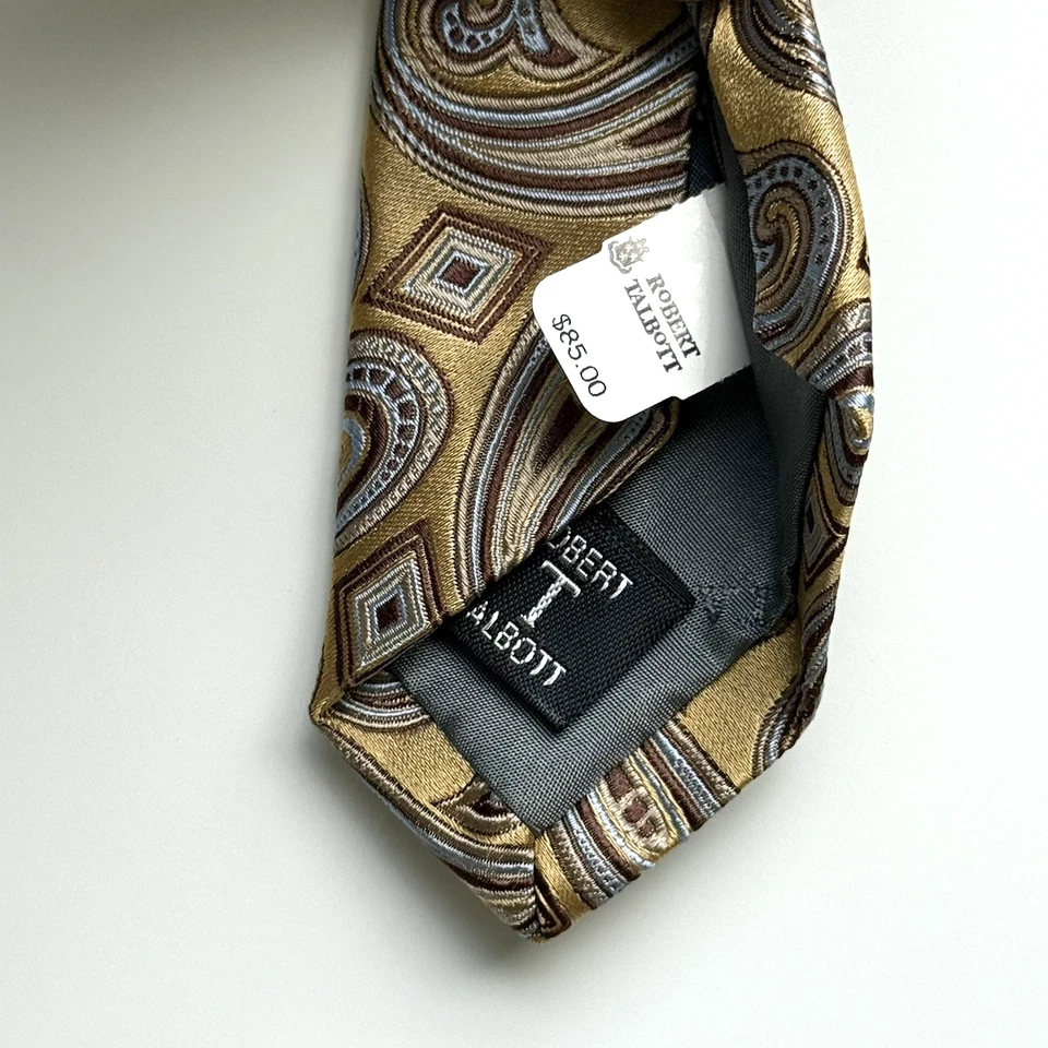 Corbata Robert Talbott Best Of Class dorada cachemira 100 % seda 60" Foto 4 de 4