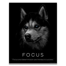 Focus Wolf Hustle Success Motivational Quotes Poster 11X14 inches