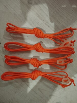 X4 FLUORESZIERENDE orange Abspannleine Seile 2,4 m Zelt leuchten im Dunkeln Spannung Set 1