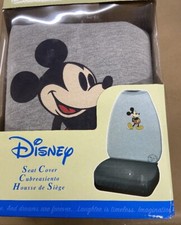 New 2 Pc Set - Mickey Mouse Grey Black Car Auto Front Seat Covers Plasticolor
