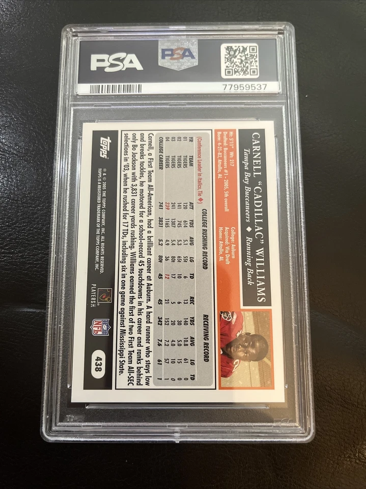 2005 Topps - #438 Cadillac Williams (RC) PSA MINT 9 - Image 2 of 2