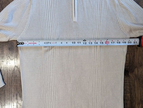 Perry Ellis Mens Cream 1/4 Zip High Neck Ribbed Long Sleeve Sweater LRG Classic - Picture 6 of 12