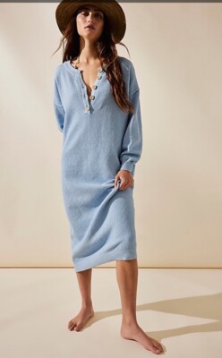 Free People Free-Est Hailee Long Sleeve Sweater Dress Waffle