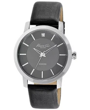 Kenneth Cole KC1986 Black Diamond Quartz Leather Mens Watch