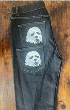 Romwe Skull Jeans Womens Sz L Black Goth Emo Grundge