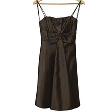 retro JESSICA MC CLINTOCK sz 6 Dress Semi Formal Bow Spaghetti Straps Brown NWT