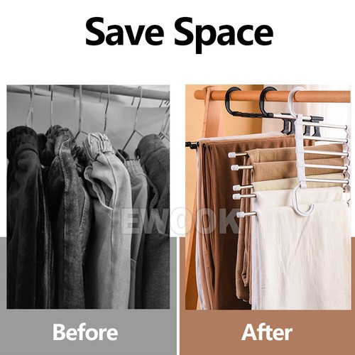 5in1 Multi-functional Pants Rack Stainless-Steel Wardrobe Magic Clothes Hanger - Picture 4 of 11