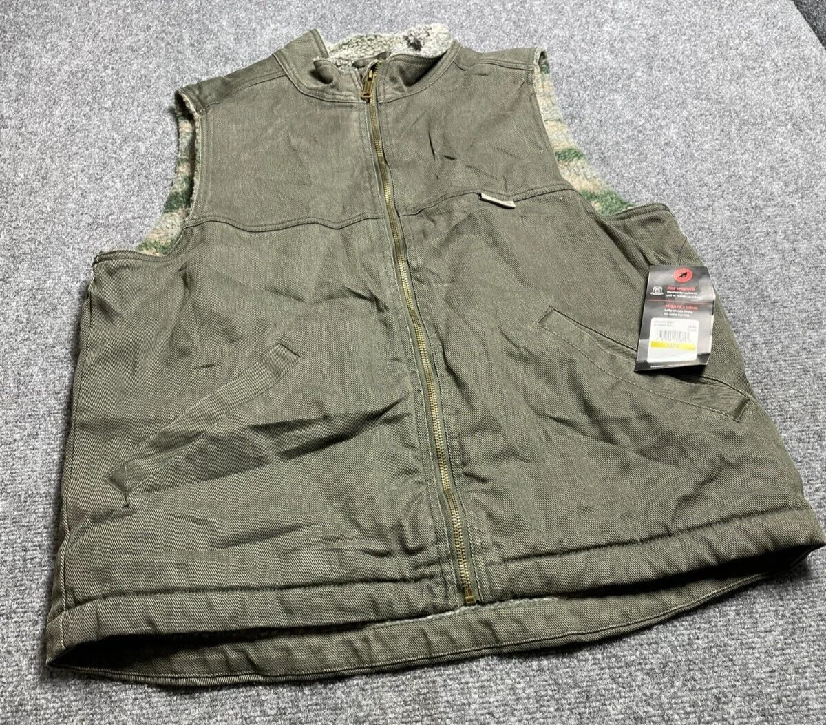 Wolverine Men's Green Upland Vest Warmer Zip Closer Sleeveless Outerwear Size M