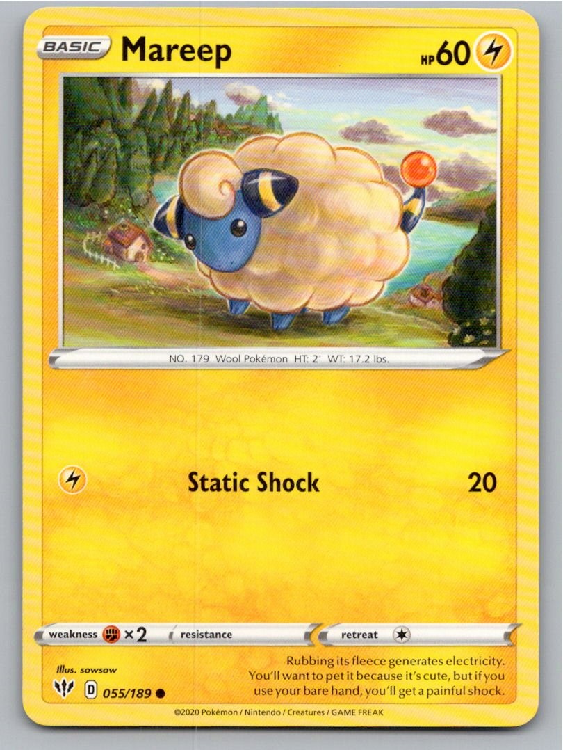 2020 POKEMON MAREEP DARKNESS ABLAZE 055/189 C NM A71069 FREE S&H