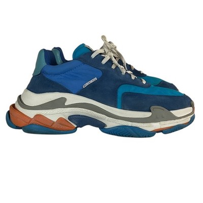 Balenciaga Triple S Sneaker V2 Blue Nylon Speed Flat Trainers 44 Mens US 11