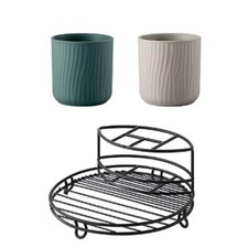Stainless Steel Toothbrush Holder with 5 Slots, Ceramic Cups, Bathroom Counte...