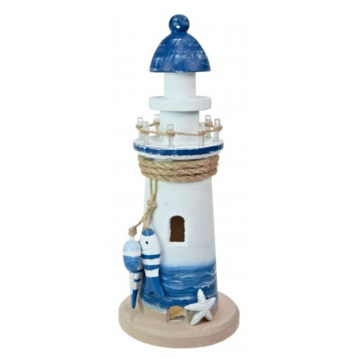 LED Lighthouse Nautical Decoration White and Navy Bathroom Accessory Coastal
