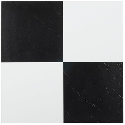 Sterling Self Adhesive 12-Inch Vinyl Floor Tiles, 20 20 Black/White 
