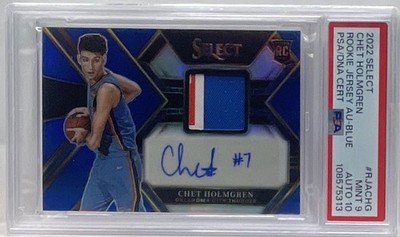 CHET HOLMGREN 2022-23 SELECT RPA ROOKIE PATCH BLUE RC AUTO #8/49 PSA 9 MINT OKC