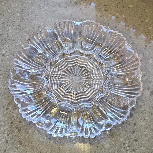VTG Anchor Hocking Deviled Egg Plate Platter, Clear
