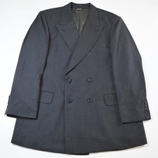 Vtg USA Made Double Breasted 44R Gray Dot Wool Mens Blazer Jacket Sport Coat