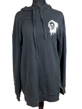 Hot Topic Hoodie Sweatshirt Men's S Black Reaper Death Goth Grunge Skulls READ