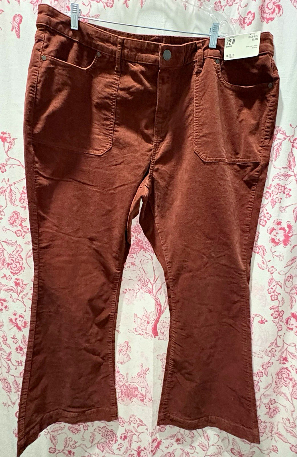 a.n.a Women’s Cinnamon High Rise Flare Corduroys NWT 22W 32” Inseam