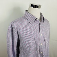 Charles Tyrwhitt 19 37 Non Iron Dress Shirt Plaid Red White Blue Cotton Formal