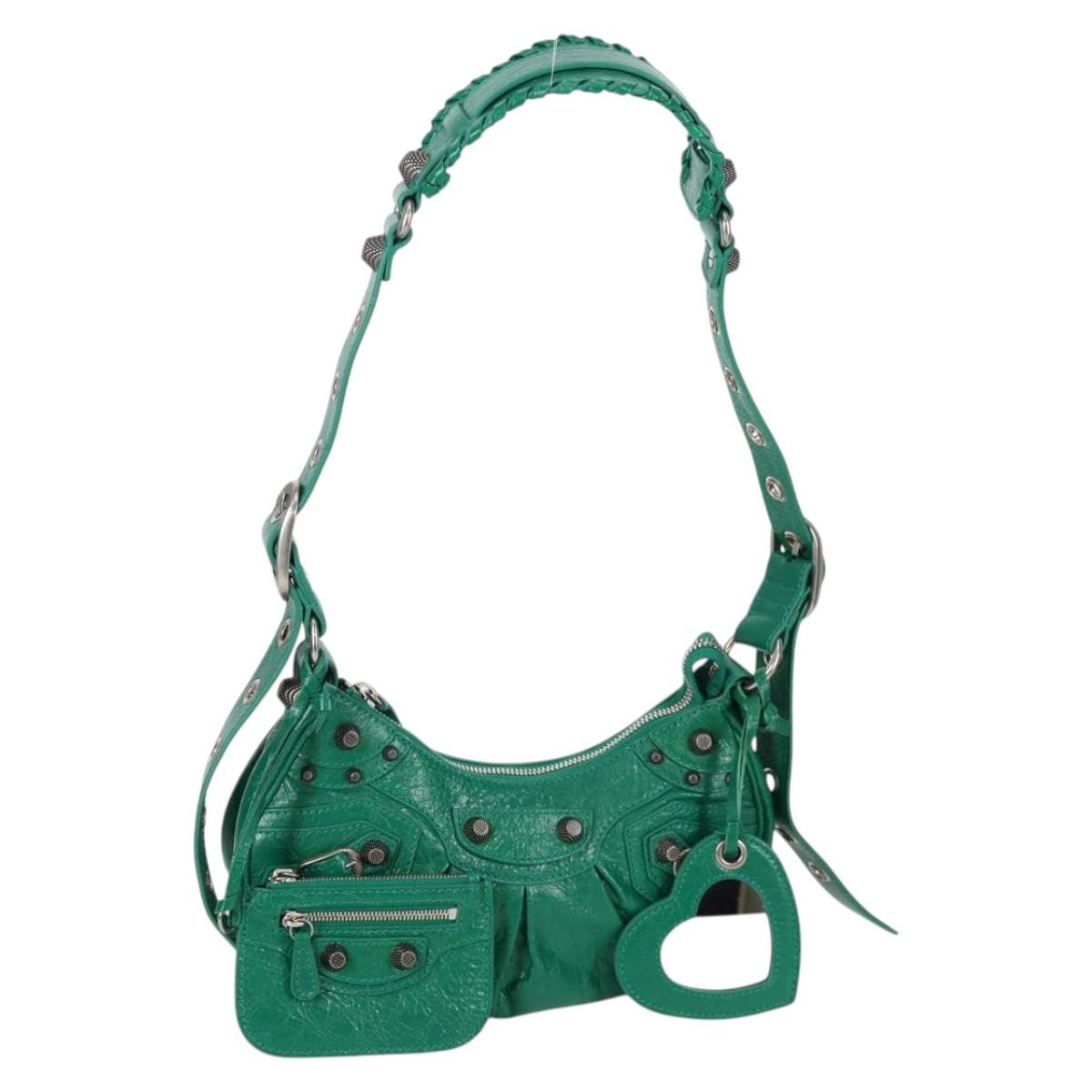 BALENCIAGA Le Cagole XS Shoulder Bag Leather 2way Green 671309 Auth 134862SAM