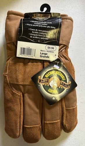 VTG NOS Wells Lamont Cowhide Leather Shepra Linded 5128L Size Large Grip Gloves