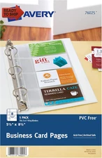 Mini Business Card Pages, Clear, 5.5 X 8.5 Inches, Pack of 5 (76025)