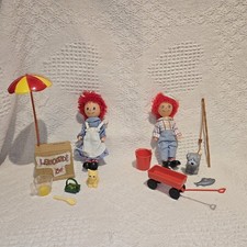 Vintage 1976 RAGGEDY ANN  ANDY Doll and Play Set Knickerbocker With Accessories