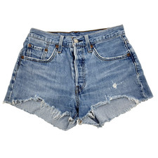 Levi's Women's 501 Original Shorts Sz 25 Button Fly Distressed Jean Denim 90s