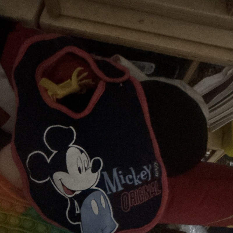 Disney Mickey Mouse & Friends Baby Bib Black w/ Red Trim Mickey Original
