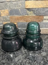 Vintage Green Glass Insulator CD 40 & 42 Made in USA Power Line Antique Decor
