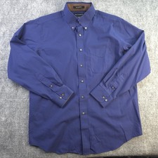 Paul Fredrick Dress Shirt 16 34 Classic Fit Blue Solid Button Down Non Iron