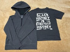 Boys 6/7 Small Zip Up Hoodie And T-shirt 2 Piece Set - Grey