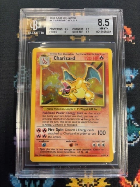 1999 Base Set Charizard Holo 4/102 BGS 8.5 GTC5492 TCGG