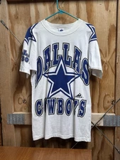 RARE Vintage 1995 NFL Dallas Cowboys Apex One #8 Troy Aikman AOP Tee