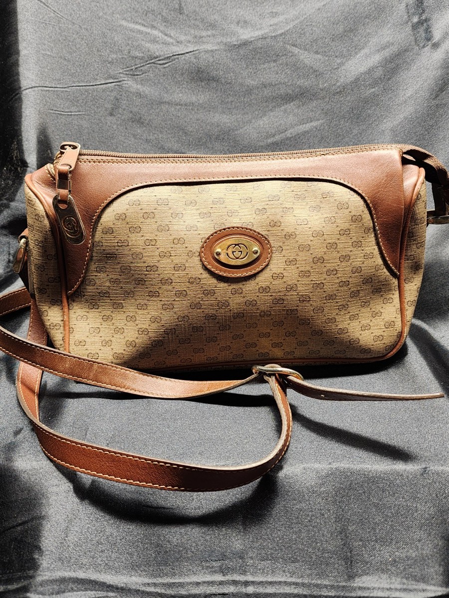 Vintage GUCCI GG柄 ショルダーバッグ ブラウン Vintage GUCCI Brown GG PVC Canvas and Leather Crossbody Shoulder